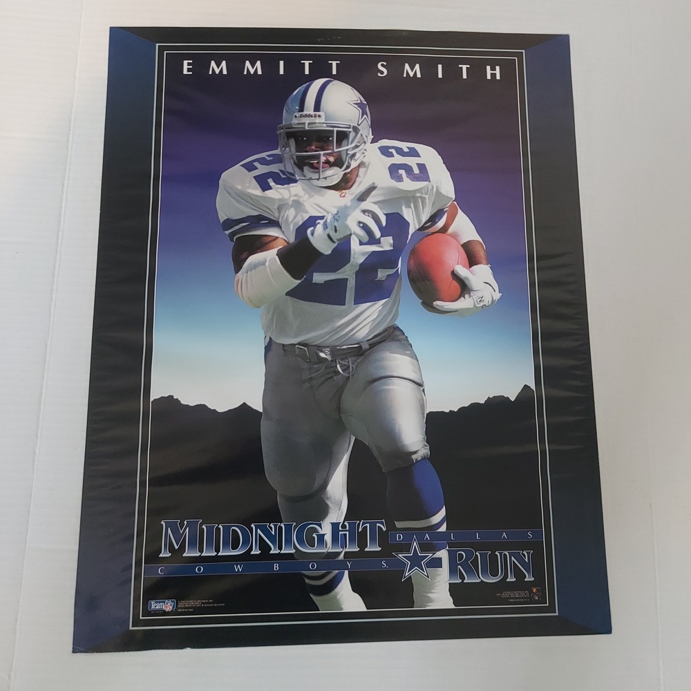 Vintage 1994 Emmitt Smith Dallas Cowboys Midnight Run Poster 20x16 Costacos Bros